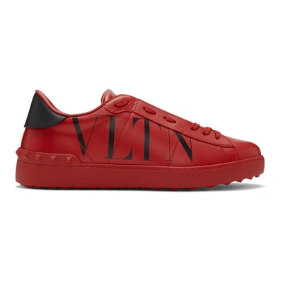 Valentino Garavani Men's Rockstud Walker Vltn Leather Sneakers In Pure Red/black