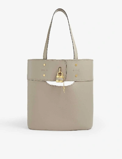 Chloé Aby Leather Tote Bag In Motty Grey
