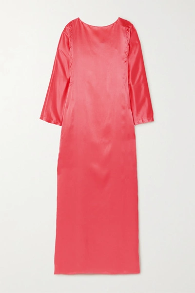 Bernadette Katy Long-sleeved Silk-satin Maxi Dress In Papaya