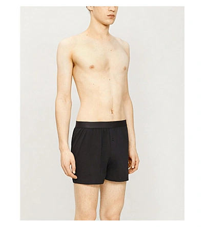 Sunspel Elasticated Slim-fit Cotton Boxers In Black