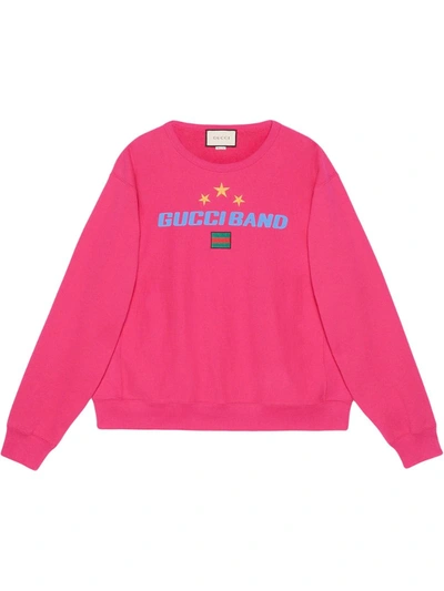 Gucci Logo-print Cotton Sweatshirt In Bright Fuschia