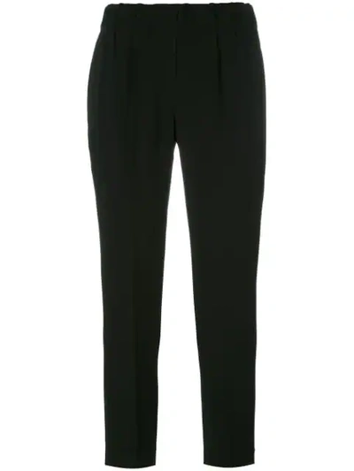 Brunello Cucinelli High-rise Straight Cropped Stretch-cotton Trousers In Black