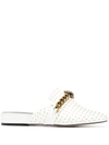 Kurt Geiger Womens White Chelsea Embellished Leather Mules 38