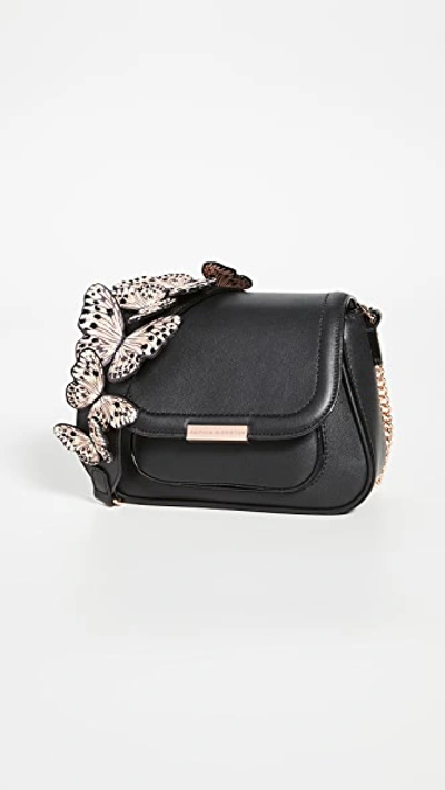 Sophia Webster Eloise Mini Leather Butterfly Shoulder Bag In Black 