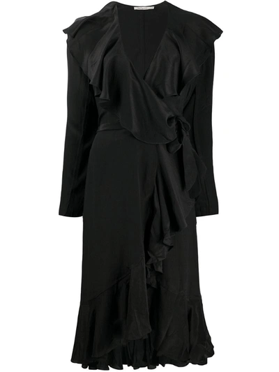 Mes Demoiselles Exauce Ruffled Waterfall-hem Silk Dress In Black