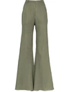 Adriana Degreas High-rise Linen-blend Wide-leg Trousers In Green