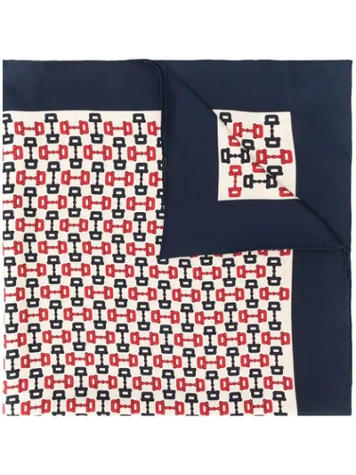 Gucci Horsebit-print Silk-twill Scarf In White