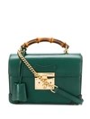 Gucci Padlock Bamboo-handle Leather Handbag In Green