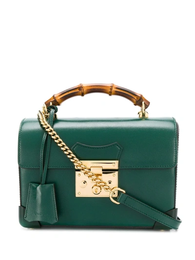 Gucci Padlock Bamboo-handle Leather Handbag In Green