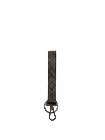 Bottega Veneta Intrecciato Leather Key Ring In Black