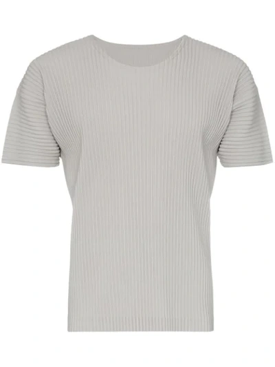 Issey Miyake Crew-neck Technical Pleated-jersey T-shirt In Grey