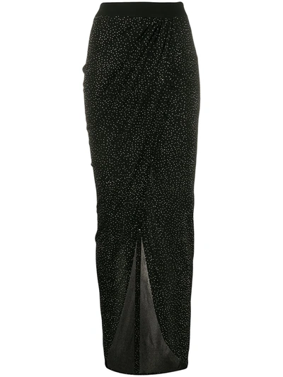 Balmain Rhinestone Embellished Asymmetric Skirt In Black