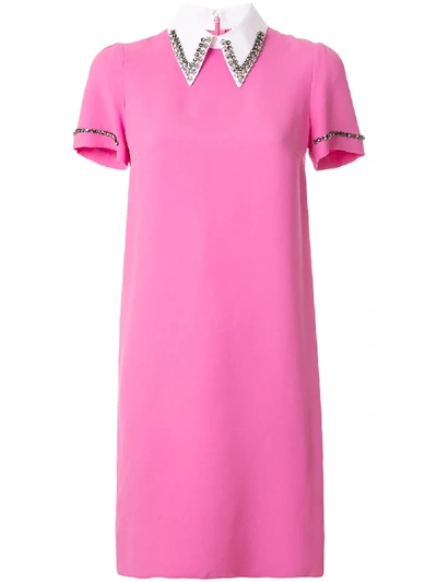 N°21 Pink Crystal-embellished Mini Dress