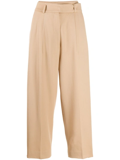 Petar Petrov Hilary Blush Cropped Wide-leg Wool Trousers In Natural