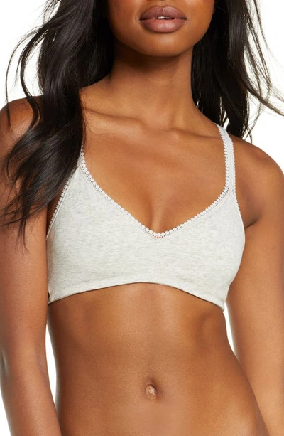 On Gossamer Stretch Cotton Bralette In Heather Grey