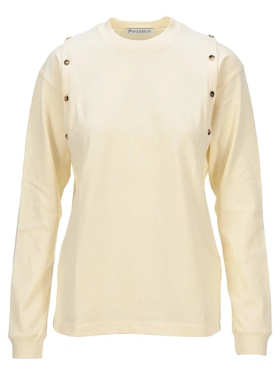 Jw Anderson Button Details T-shirt In Off White