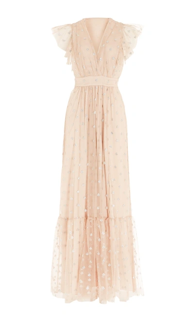 Temperley London Fortuna Long Dress In Almond Mix