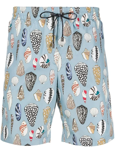 Dolce & Gabbana Medium Swimming Trunks With Shell Print In Blue