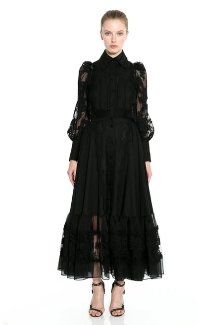 Marchesa 2-piece Lace Shirt And Embroidered Skirt