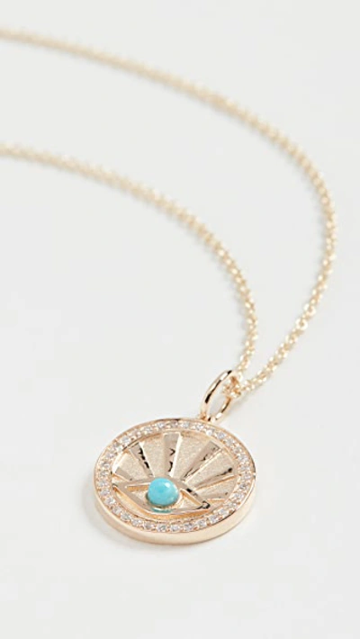 Sydney Evan Evil Eye Coin Necklace In Yellow/gold