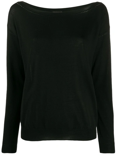 P.a.r.o.s.h Knitted Boat-neck Jumper In Black