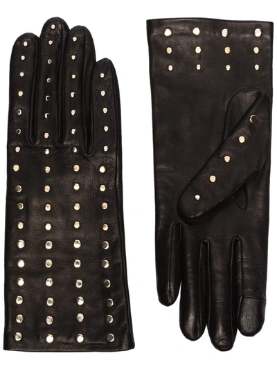 Agnelle Black Claire Studded Leather Gloves