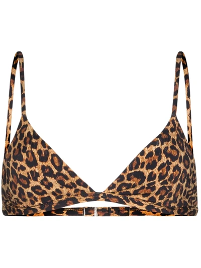 Anemone Leopard-print Triangle Bikini Top In Brown