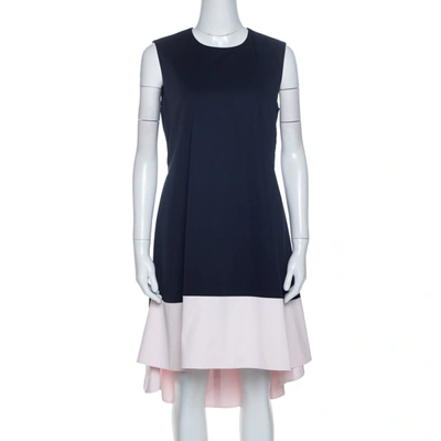 Pre-owned Dior Christian  Black Cotton Sleeveless Contrast Hem Detail Dress M