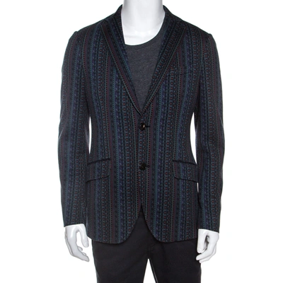 Pre-owned Etro Multicolor Printed Nuovo Jersey Blazer L