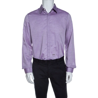 Pre-owned Dsquared2 Purple Chambray Cotton Button Front Shirt Xl