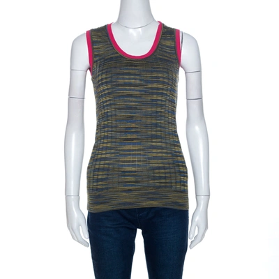Pre-owned Missoni M  Green Knit Contrast Trim Sleeveless Tank Top M