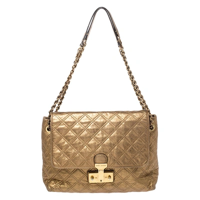 Pre-owned Marc Jacobs Metallic Gold Quilted Leather Flap Shoulder Bag