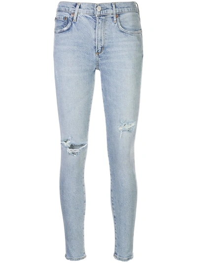 Agolde Ripped Knee Jeans In Blue