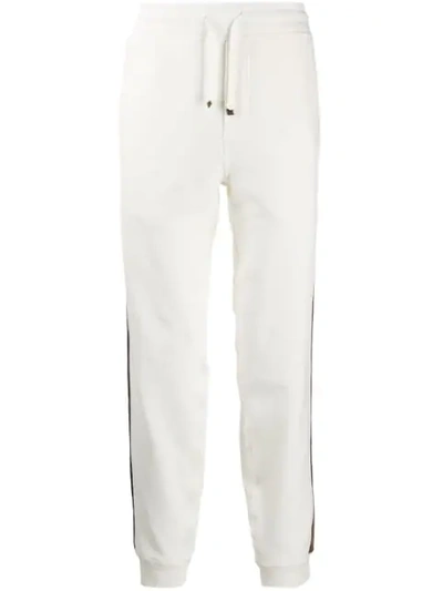 Brunello Cucinelli Athletic Stripe Jogger Pants In White