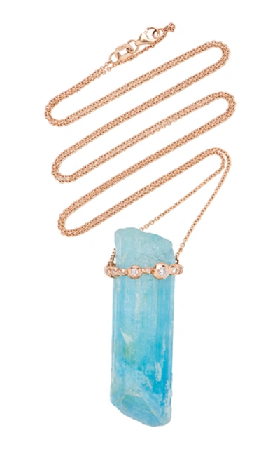 Jill Hoffmeister One-of-a-kind 14k Rose Gold, Diamond And Aquamarine N In Blue