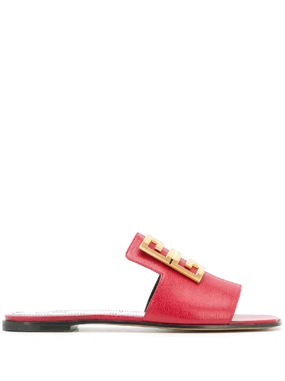 Givenchy 4g Logo Plaque Sandals In Red