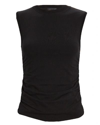 Atm Anthony Thomas Melillo Ruched Side Sleeveless Tee In Black