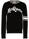 Alexander Mcqueen Logo-intarsia Cotton Sweater In Black