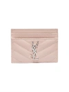 Saint Laurent Monogram Plaque Card Case In Pink