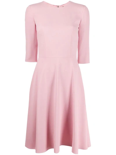 Dolce & Gabbana Long-sleeved Cady Fabric Midi Dress In Pink