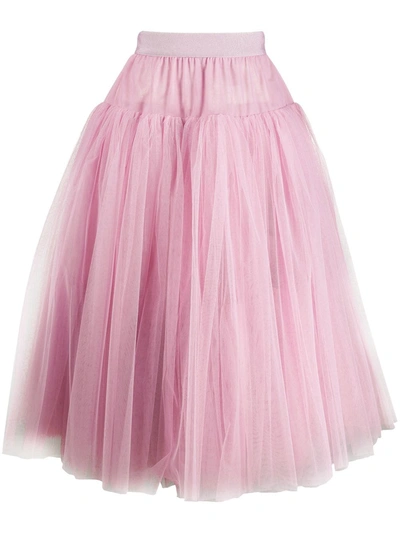 Dolce & Gabbana Tulle Midi Skirt In Pink