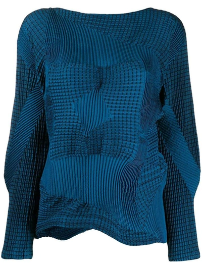 Issey Miyake Dots Stretch Long-sleeve Top In Blue