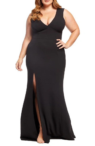 Dress The Population Sandra Plunge Gown In Black