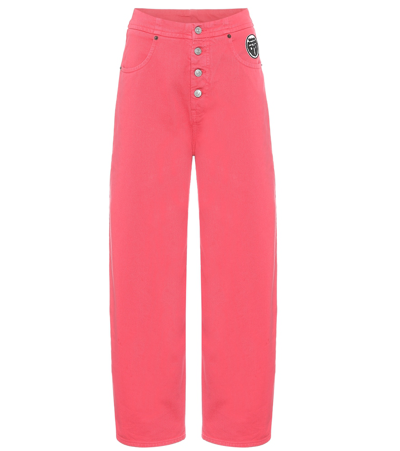 Mm6 Maison Margiela Cropped Appliquéd Boyfriend Jeans In Pink