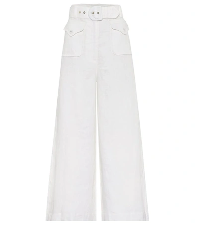 Zimmermann Super Eight Safari Linen Pants In White