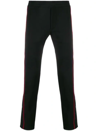 Alexander Mcqueen Contrast Outseam Stripe Jogging Trousers In Black