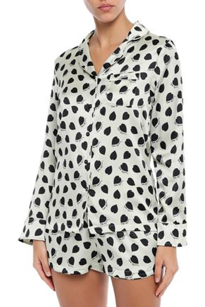 Stella Mccartney Tara Tickling Printed Silk-blend Satin Pajama Shirt In Cream