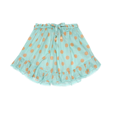 Zimmermann Kids' Kirra Polka-dot Cotton Skirt In Blue