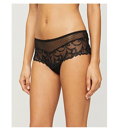 Aubade St-tropez Embroidered Stretch-lace Briefs In Black