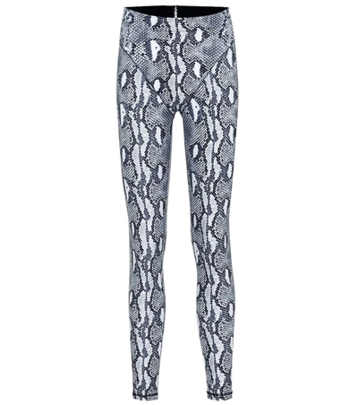 Adam Selman Sport Snake Print Performance Leggings In Black And White